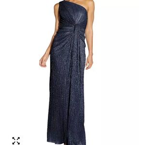 Adrianna Papell One Shoulder Midnight Gown Size 8 EUC